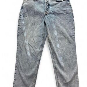 Old Navy Sky Hi Straight Jeans Size 14 Light Wash Raw Hem Mom Jeans